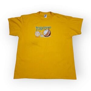 Vintage Fruit Of The Loom Toronto Canada Graphic Tourist Yellow Tee Size 2XL